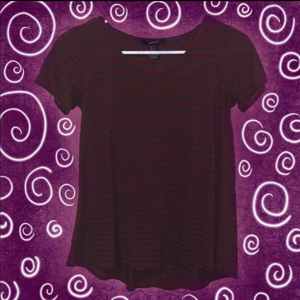 Maroon and Navy Striped Blouse
